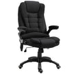 Black linen-look heated massage recliner office chair with padded armrests, high back and remote