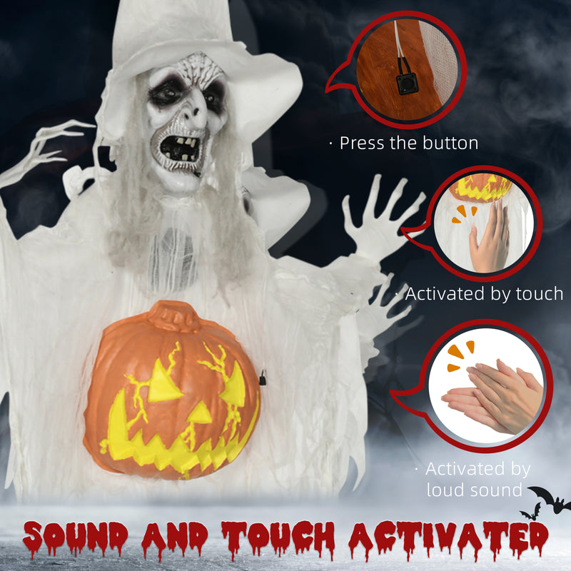 183cm Hanging Witch with Pumpkin, Glowing Eyes & Sound – image 6 of 9