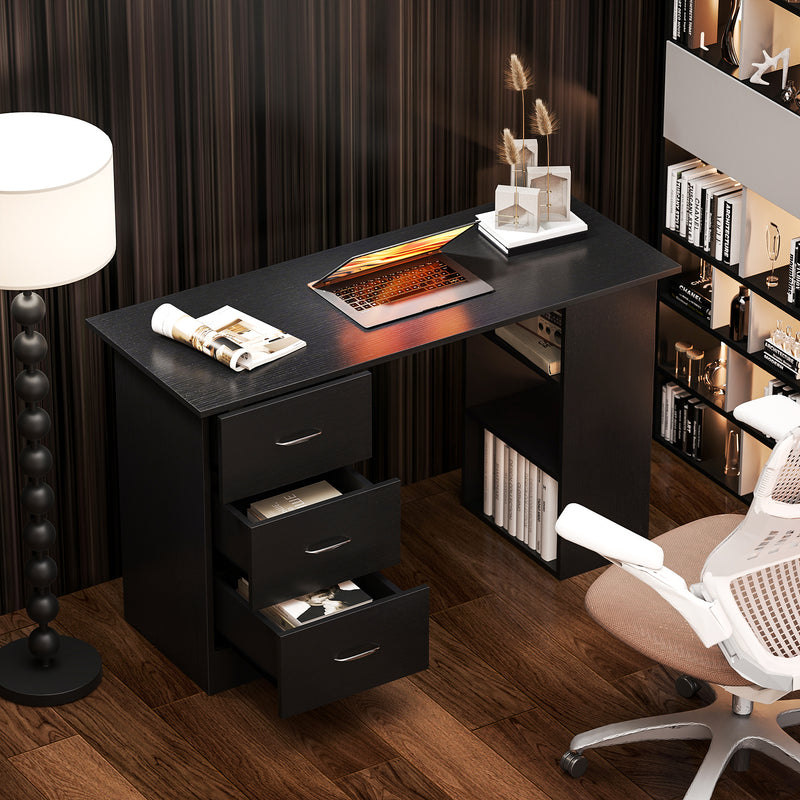 HOMCOM Computer Desk with Drawers, Home Office Desk, Writing Table, PC Workstation with 3 Storage Shelves for Working – view 9