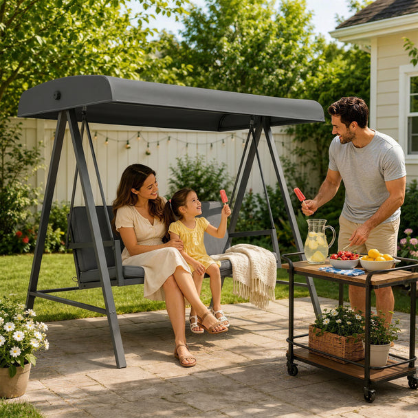 Dark grey 3-seater swing – image 2