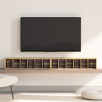 Set of 2 CD Media Display Shelf Unit Tower Rack with Adjustable Shelves, Natural