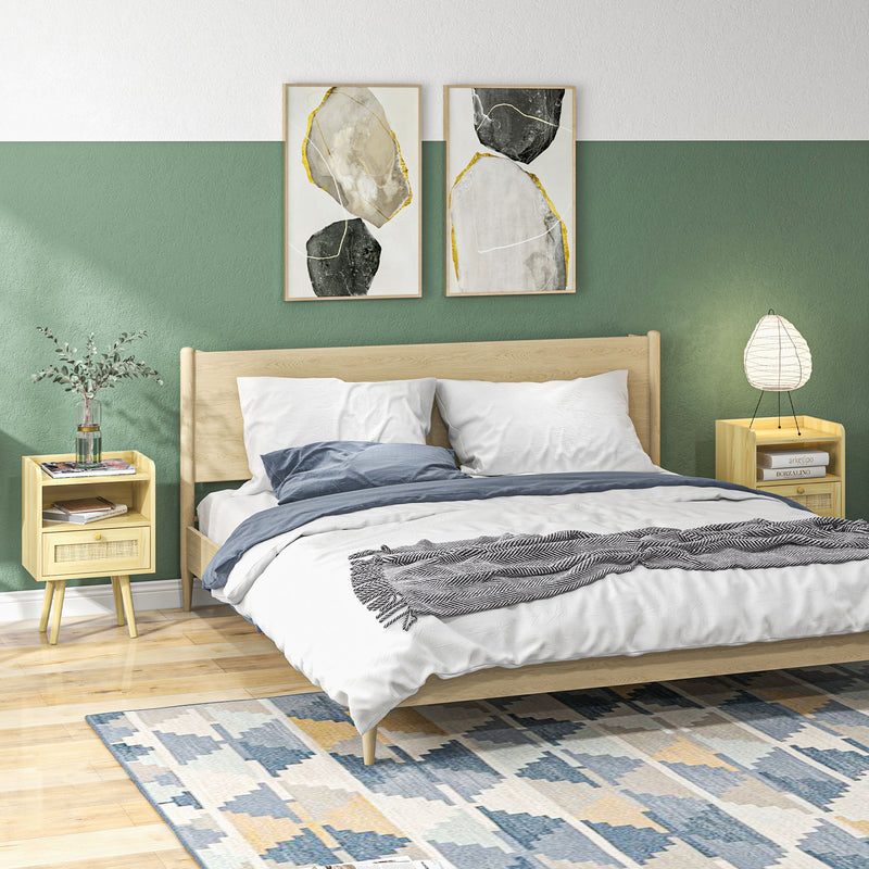 Rattan bedside tables with pine legs – image 2