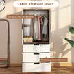 HOMCOM Modern Clothes Storage Cupboard Unit, 3 Drawer 2 Door Wardrobe with Hanging Rod, White/Brown – view 4