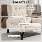 150Â° Reclining Vintage Armchair, with footrest - Beige