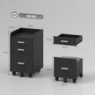 HOMCOM 3 Drawer Filing Cabinet, Rolling File Cabinet with Edged Top for Letter, A4 Size, Hanging File Folders, Black – view 3