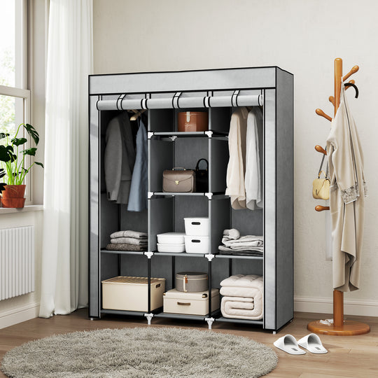 125 cm light grey fabric wardrobe – image 2