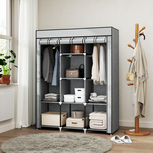 125 cm light grey fabric wardrobe – image 2