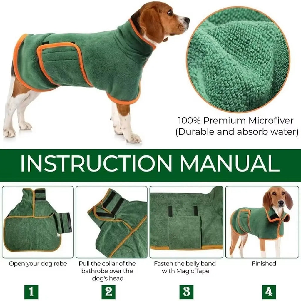 Quick-Dry Hooded Dog Bathrobe Towel