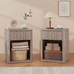 HOMCOM Modern Bedside Table Set of 2, Bedside Cabinet with Drawer and Open Shelf, Side End Table, Nightstand for – view 2