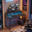 HOMCOM Gaming Desk, 100cm Computer Desk with LED Lights, Power Outlets, Monitor Stand and Remote, Black Wood-Effect – view 8