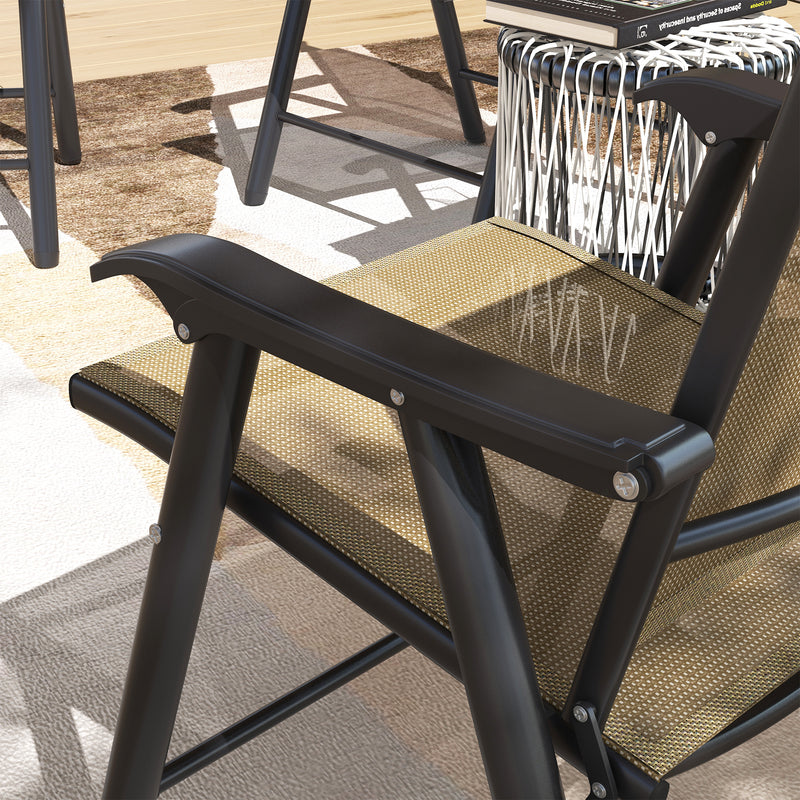 Outsunny Set of Four Folding Garden Chairs - Light Brown – view 9