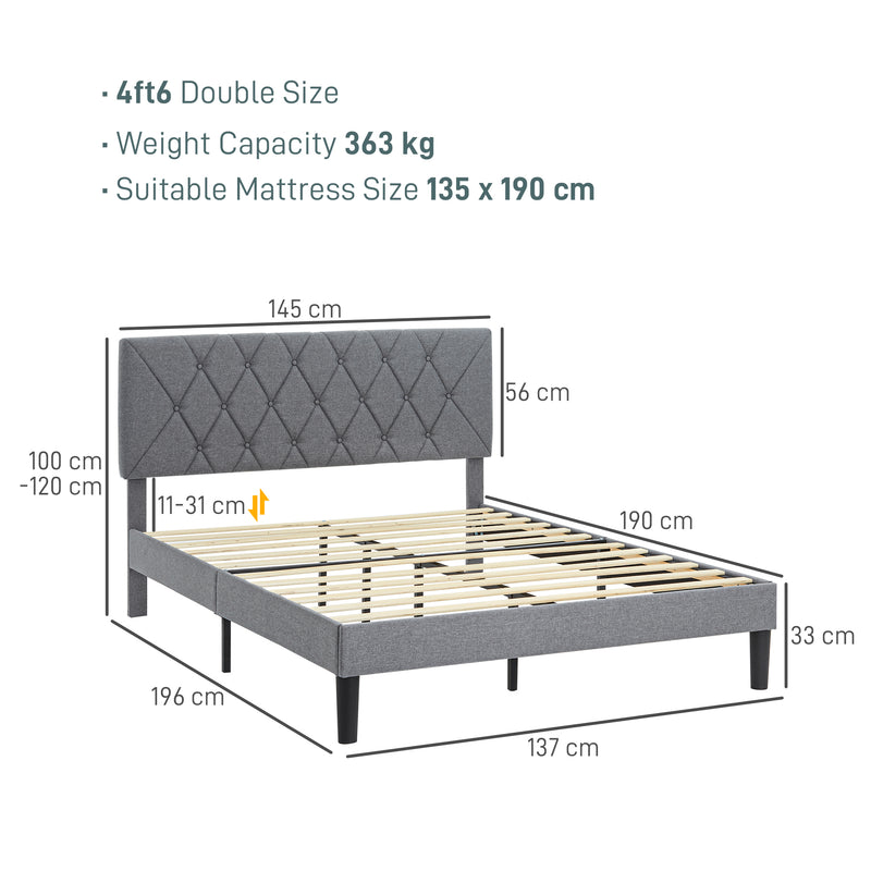 Grey linen-look double bed – image 3