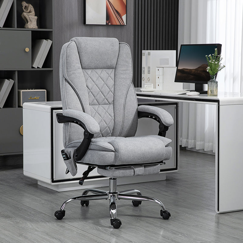 Vinsetto Massage Office Chair, Heated Reclining Computer Chair with Adjustable Height and Footrest, Grey – view 2