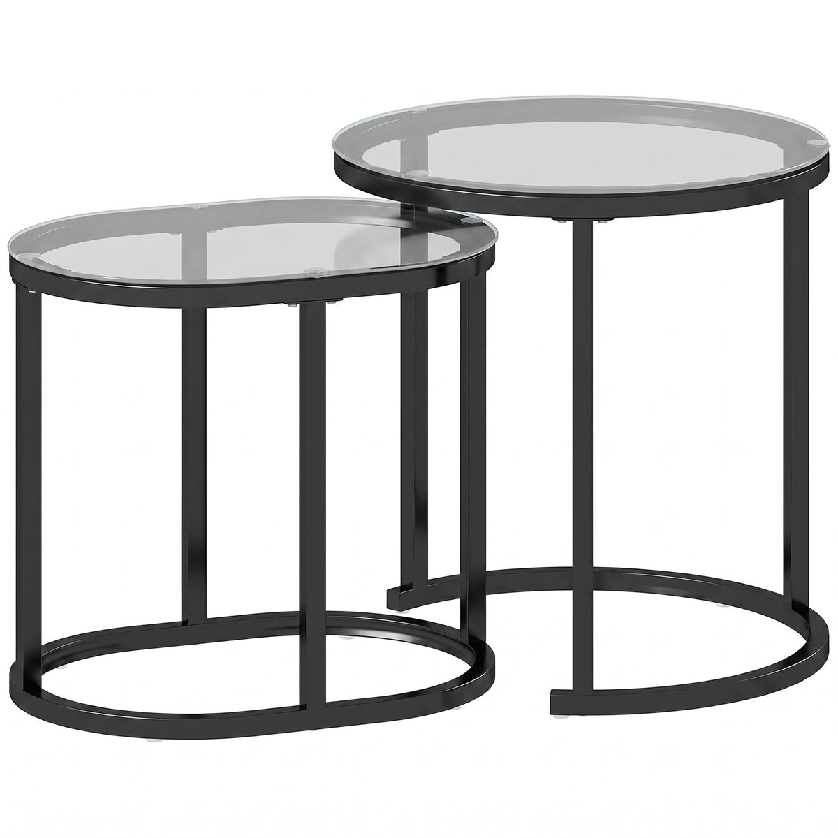 Set of 2 Tempered Glass Nesting Tables – Black