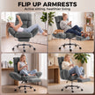 HOMCOM Executive Office Chair Height Adjustable Desk Chair Reclining Flip-up Armrest Footrest, Dark Grey – view 4
