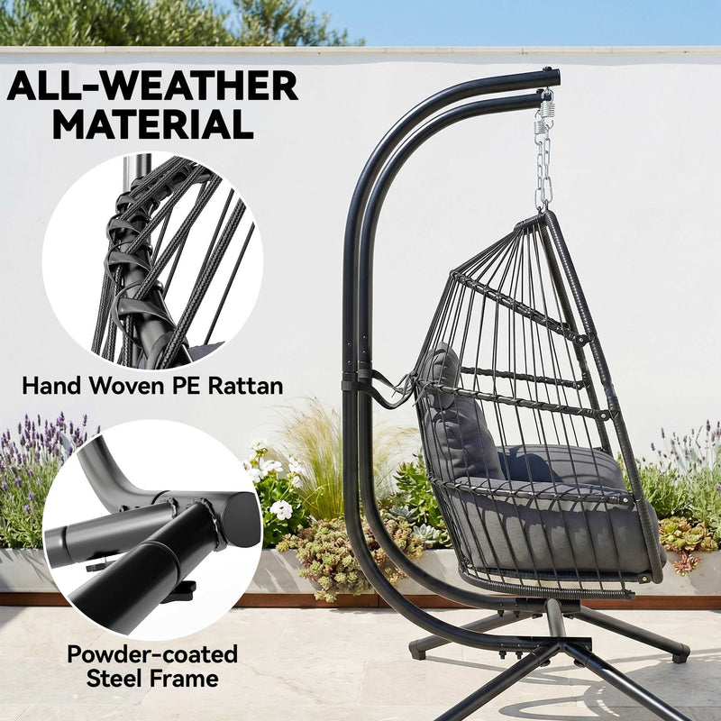 Double rattan hanging egg chair – image 5