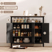 HOMCOM Industrial Kitchen Sideboard with Open Shelf, 2 Cabinets, Adjustable Shelves for Living Room, Dining Room, Black – view 4