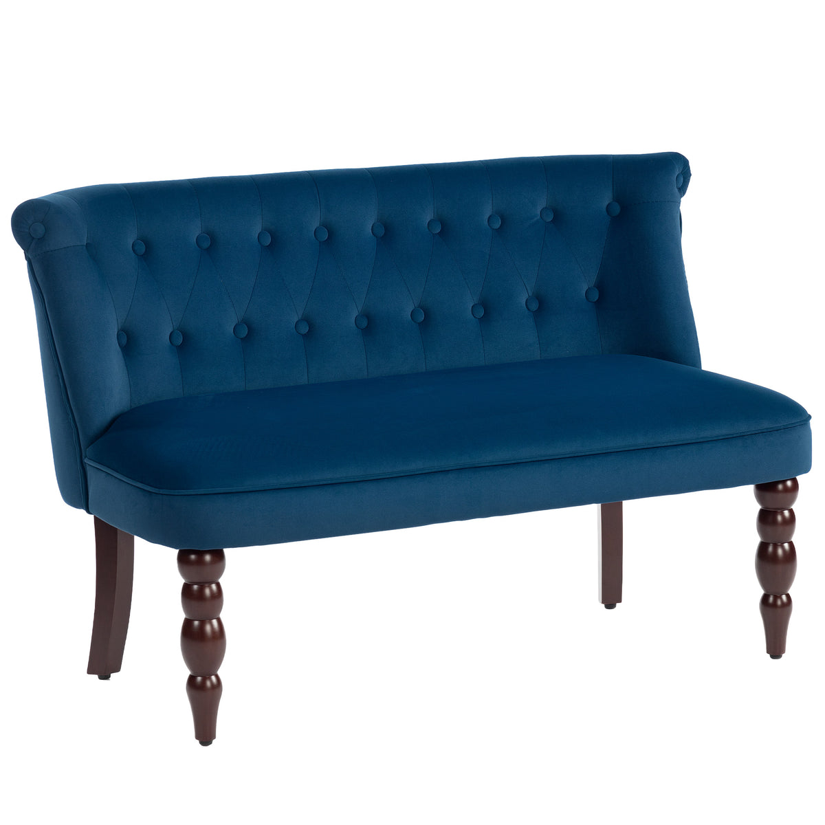 120 cm Button-Tufted Velvet Wingback Loveseat – Dark Blue