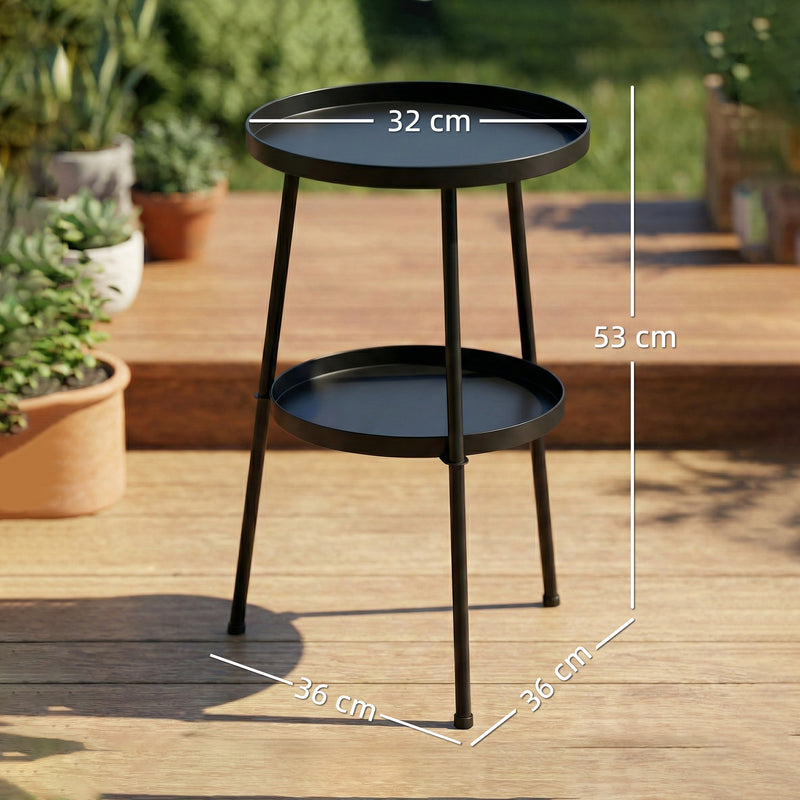 2-tier round garden side table black – image 3