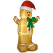 6ft Gingerbread Man in Santa Hat Christmas Inflatable on a white background