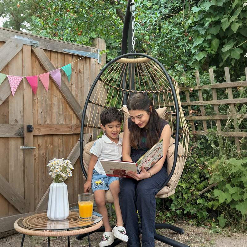 Khaki rope egg chair – image 8