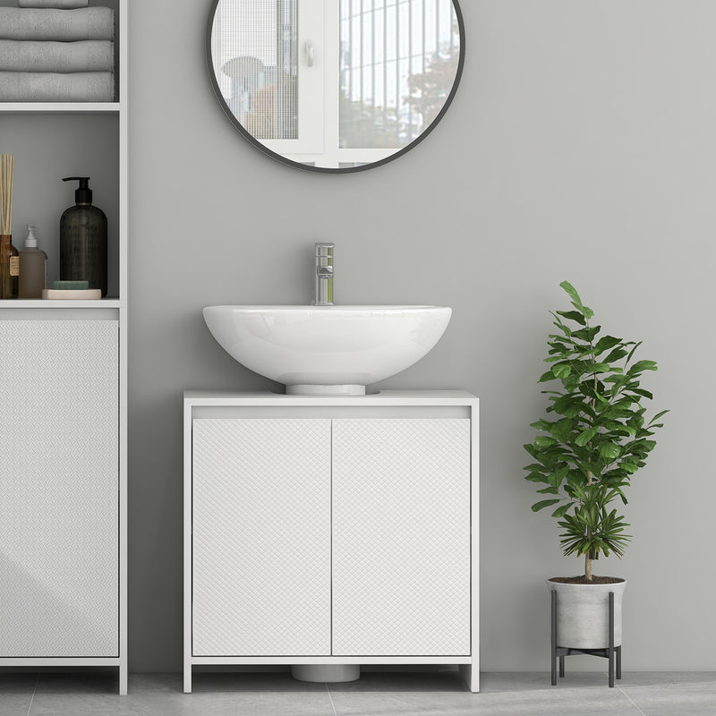 White textured under sink cabinet – image 9