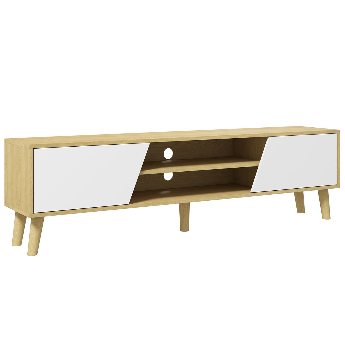 150 cm Scandinavian TV Cabinet for TVs up to 65″ – Oak & White