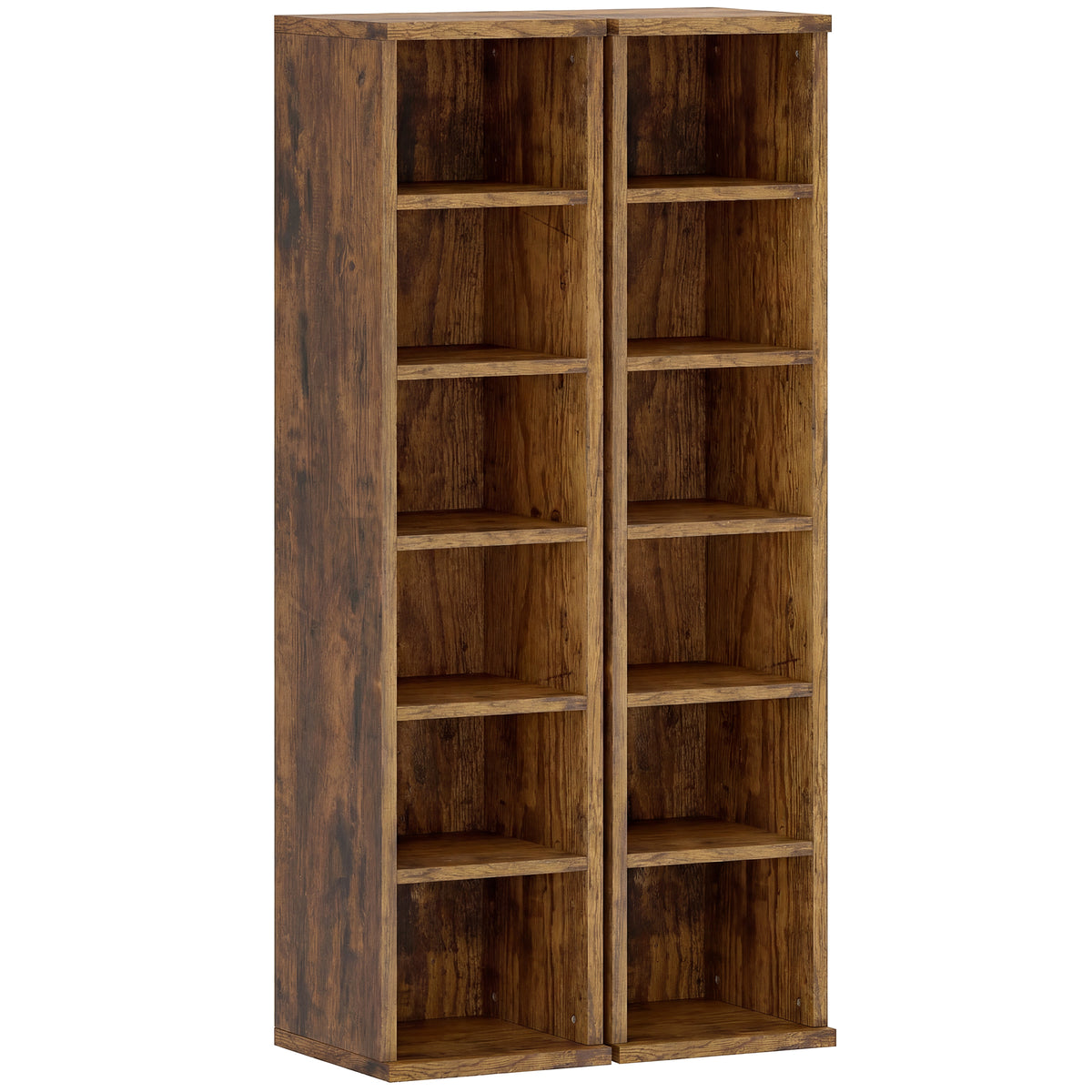 Set of 2 Adjustable CD Media Storage Towers – Rustic Brown