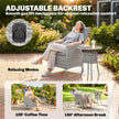 Outsunny Rattan Bistro Set, Reclining Garden Chairs and Glass Coffee Table with Cushions for Patio Balcony Porch, Light – view 4