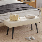 Upholstered Hallway Bench, End of Bed Bench with X-Shape Design and Steel Legs, Cream