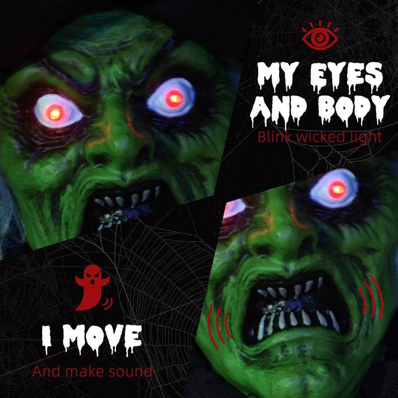 183cm Animated Witch with Glowing Eyes, Heart & Sound – image 5 of 9
