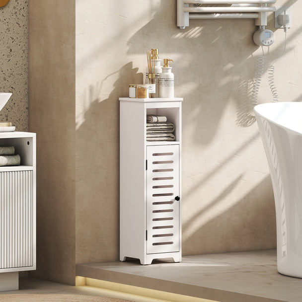 Slim louvred bathroom floor cabinet – image 2