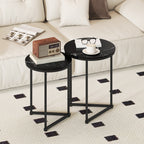 Set of Two Marble-Effect Nest of Tables - Black Marble Effect