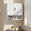 60 cm louvred bathroom wall cabinet in white – image 2