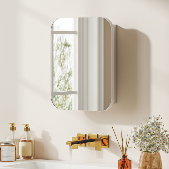 White mirrored bathroom wall cabinet – image 2