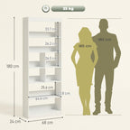 Bookcase, 6-Tier Bookshelf with Open Storage Shelves, Cubes, 180 cm Tall Display Shelf with Anti-Tipping Design, White