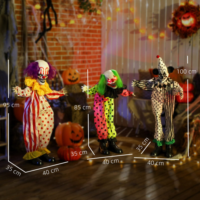 180cm Animated Stack of 3 Clowns with Glowing Eyes – image 3 of 9