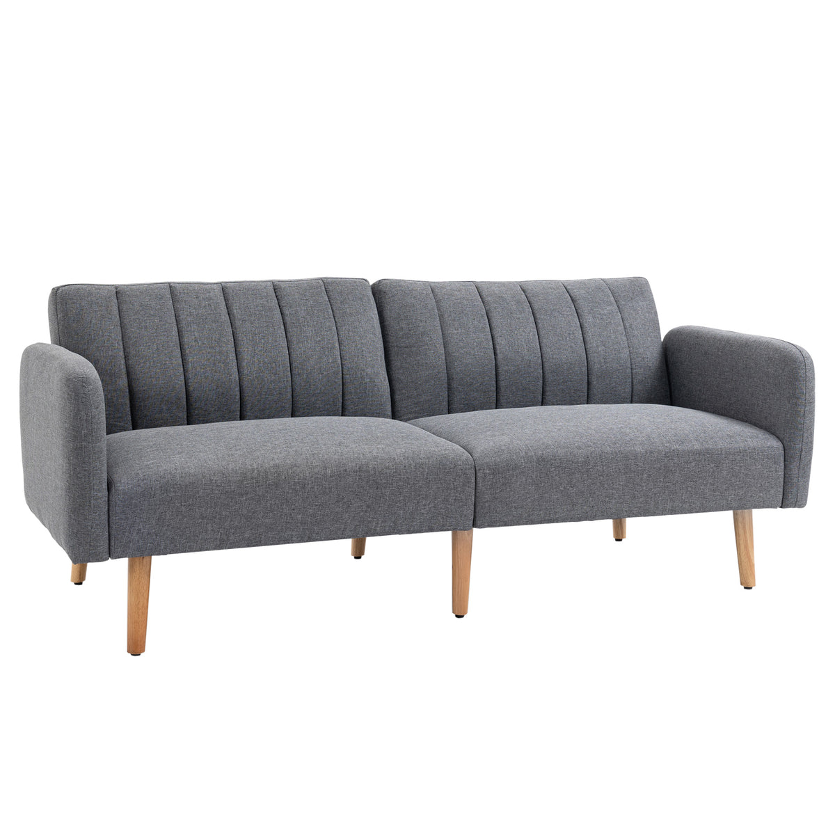 3-Seater Click-Clack Sofa Bed with Split Backrest – Grey