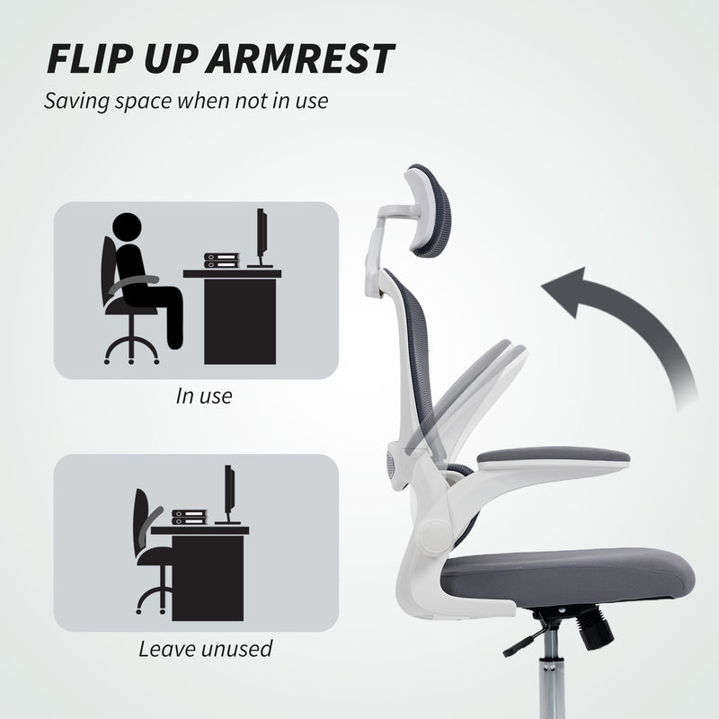 HOMCOM Mesh Back Office Chair, with Lumbar Support - Charcoal Grey – view 7