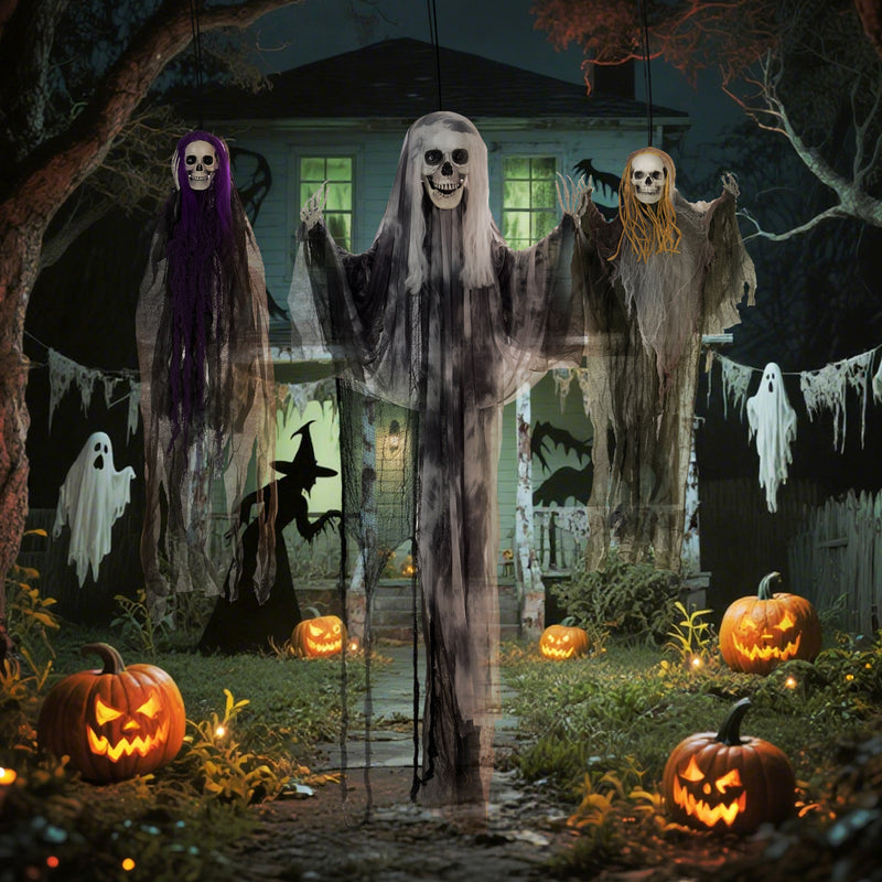 Set of 3 Hanging Skeleton Ghost Decorations – 90/110/170cm – image 7 of 9