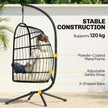 Outsunny Hanging Egg Chair, Indoor Outdoor Hammock Swing Chair with Stand, Safety Strap, Foldable Basket, Black/Cream – view 4
