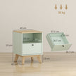 HOMCOM Modern Nightstand Set of 2, Bedside Table with Drawer and Open Shelf, Side End Table for Bedroom, Light Green – view 3