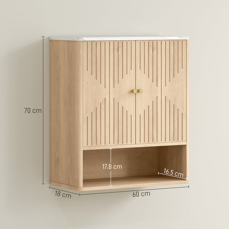 Bathroom wall cabinet in oak & white – image 3
