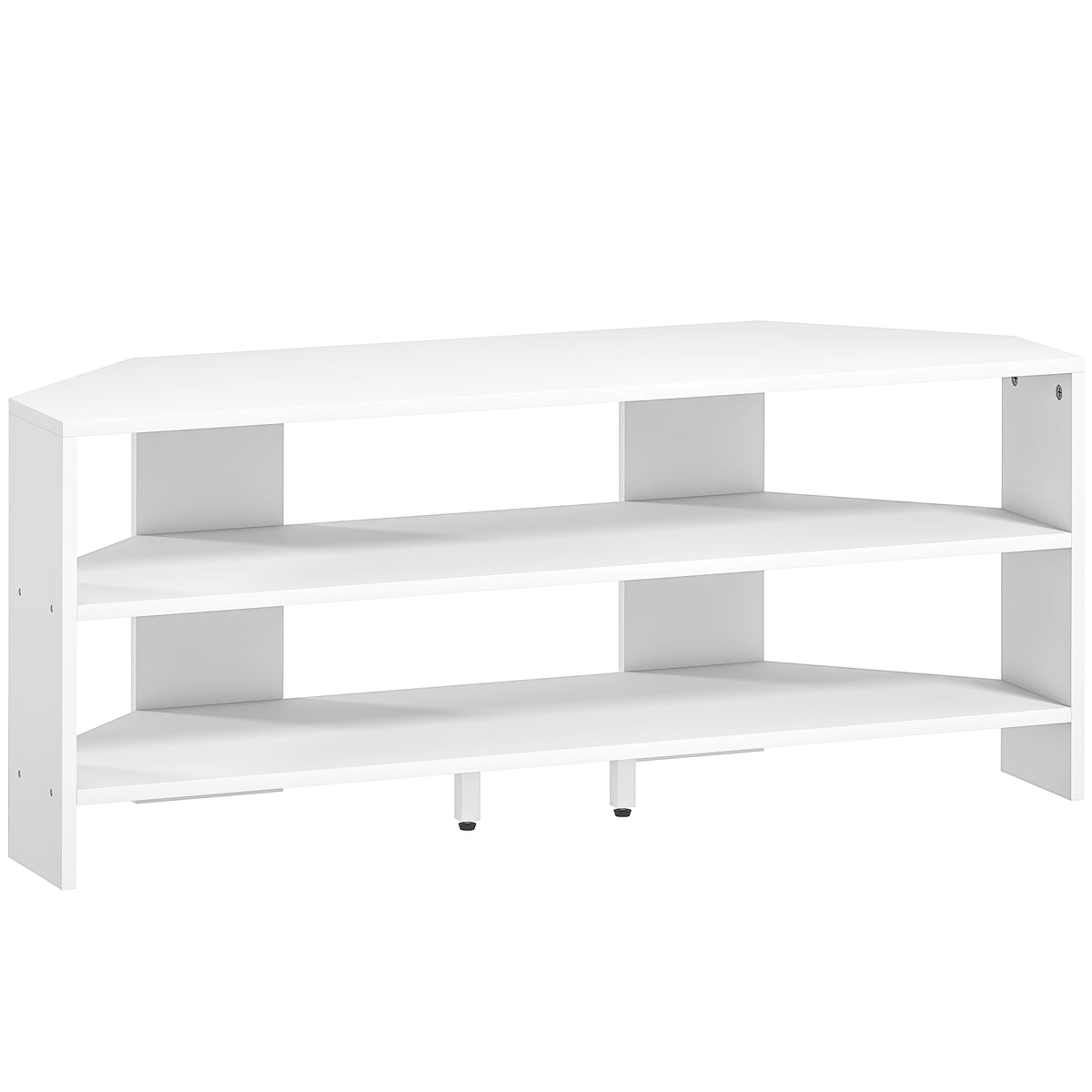 Corner TV Stand with 2 Open Shelves for TVs up to 47″ – White