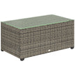 Dark grey rectangular rattan coffee table with tempered glass top, 90 x 50 cm