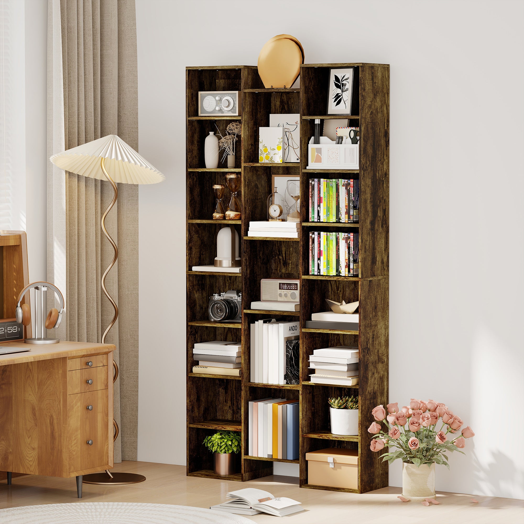 21-Compartment Bookshelf - Brown