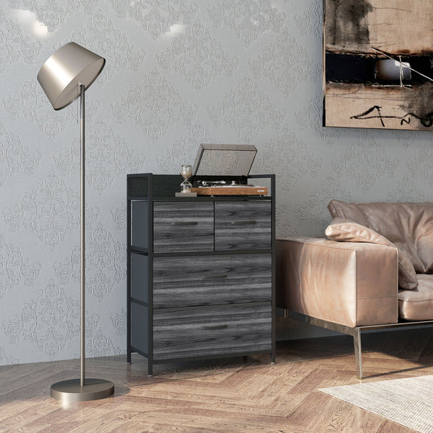 Black 4-drawer fabric chest – image 2