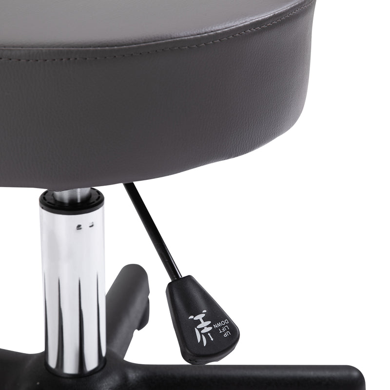 Grey salon stool with backrest – image 8