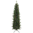 6ft slim pine pencil Christmas tree with white tips, pine cones and red berries
