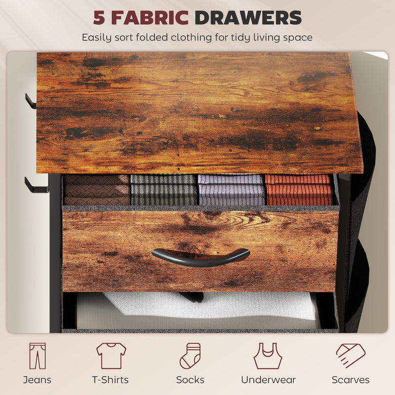 5-drawer fabric chest with side pockets – image 4
